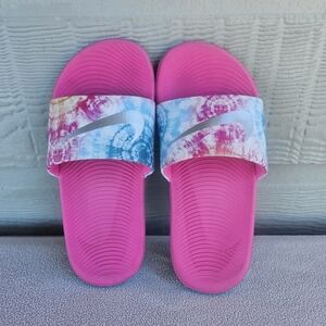 Nike Kawa Slip-On Slide Sandal Youth SZ 1Y Pink Tie Dye Sports CI9919-600